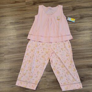 Tweety Bird Vintage Pajama Tank & Cro Pants 2 Piece Set Looney Tunes Women 2XL